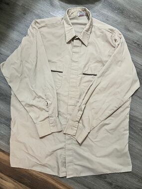 Vintage Todd Mens 2X Western Pearl Snap Shirt Beige USA Made Long Sleeve